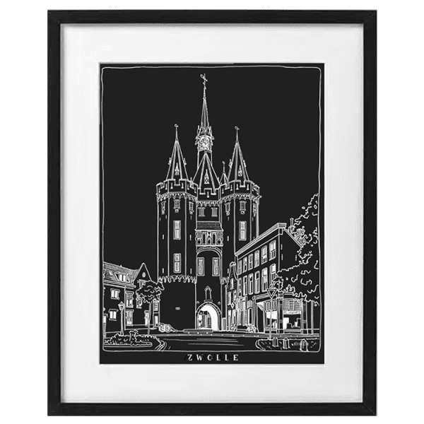 Sassenpoort Zwolle zwart